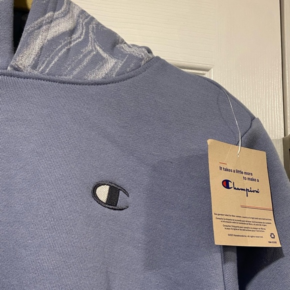 NWT Champion Size M Dusty Blue Marble Flow Recerse Weave Hoodie Kangaroo Pocket - Picture 7 of 14